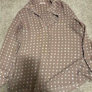 Polka Dot Blouse - Muted Pink and White